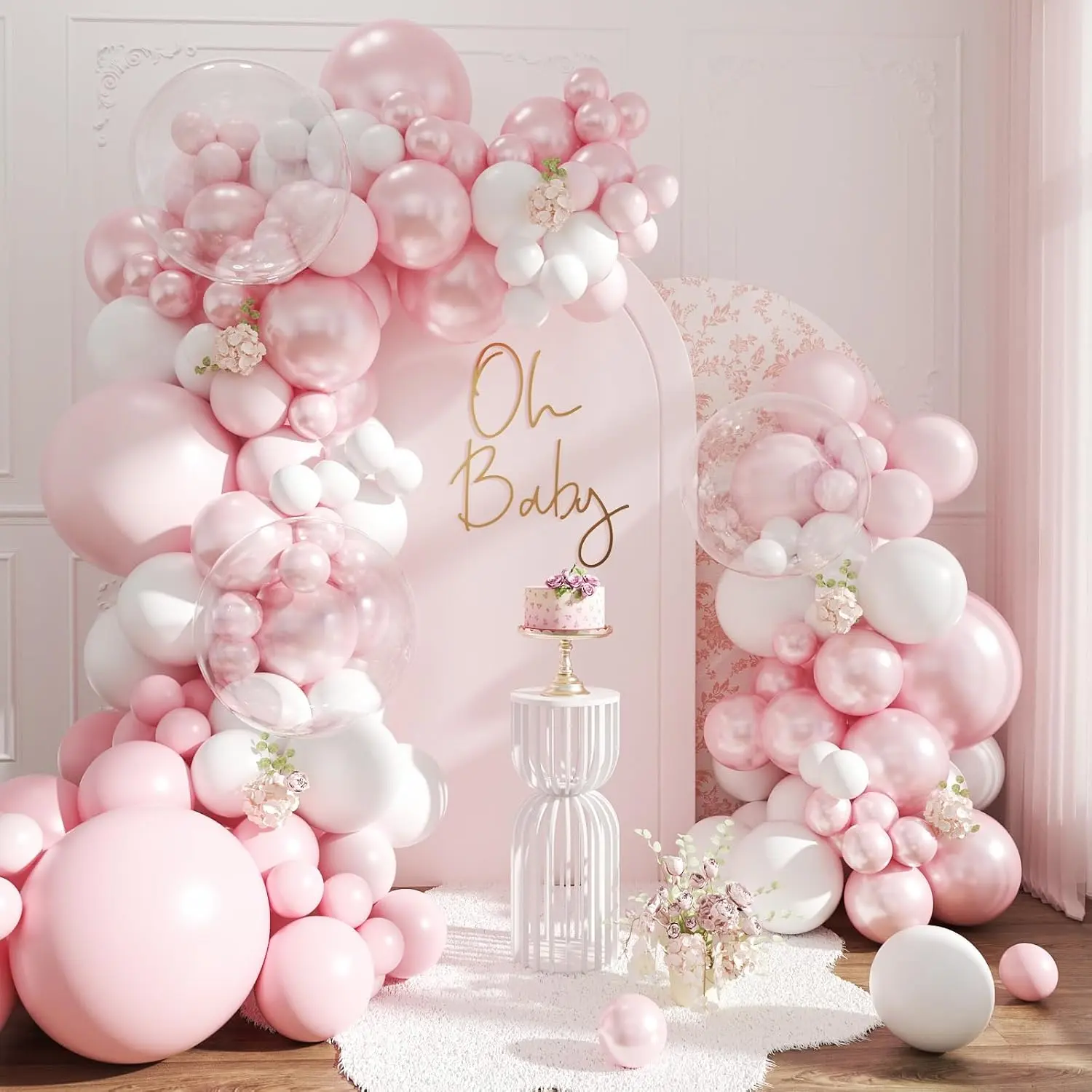 Blush Pink и White Balloon Arch Kit