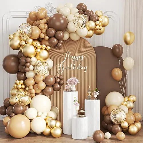 Комплект арки с балони в цвят камила