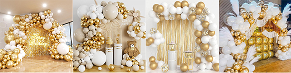 White and gold balloon arch